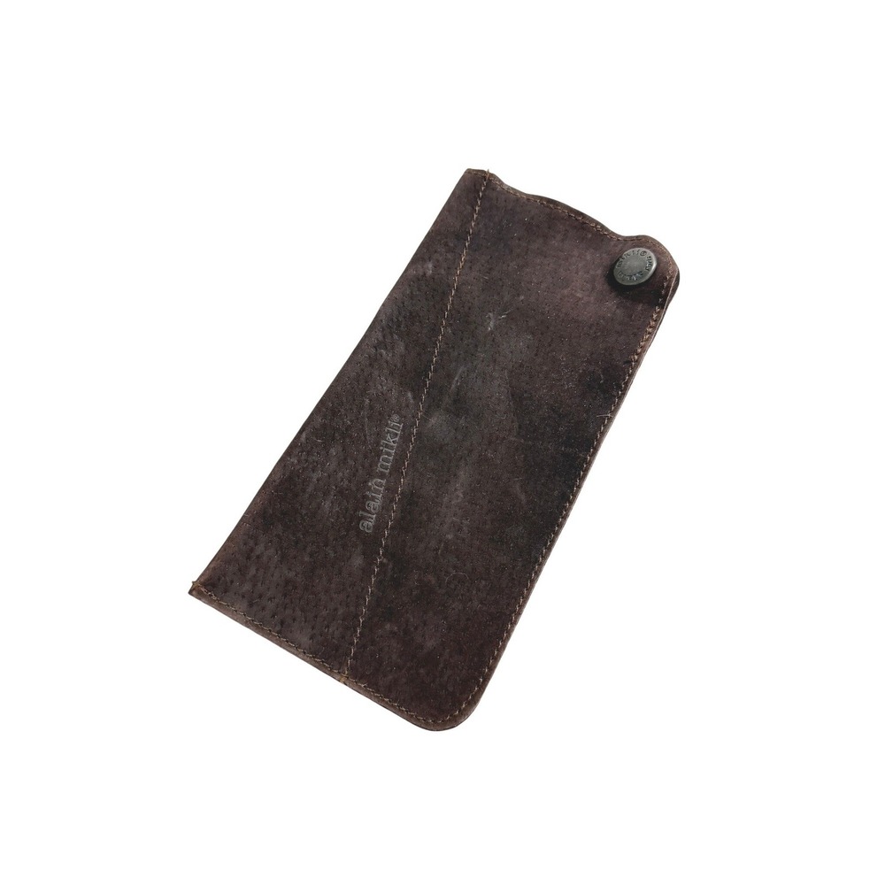 Alain Mikli Paris Brown Suede Leather Eyewear Sunglasses Case Pouch Snap Pouch